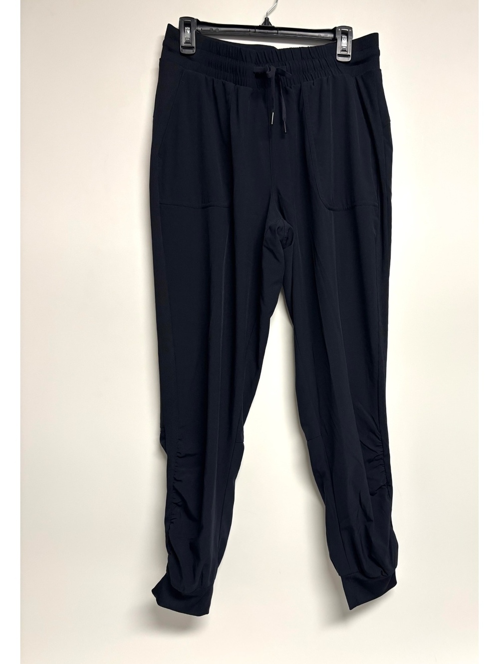 Mondetta Women’s Jogger Pants Size Large Black Ruched Stretch Athletic Yoga